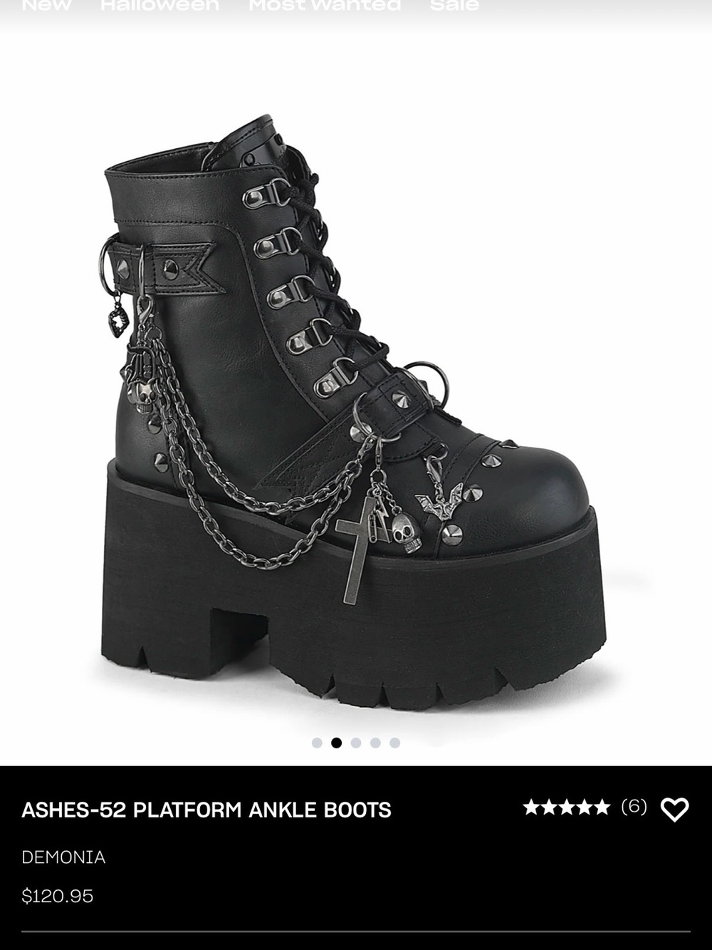 Dolls Kill Black Studded Lace-Up Platform Boots with Chains